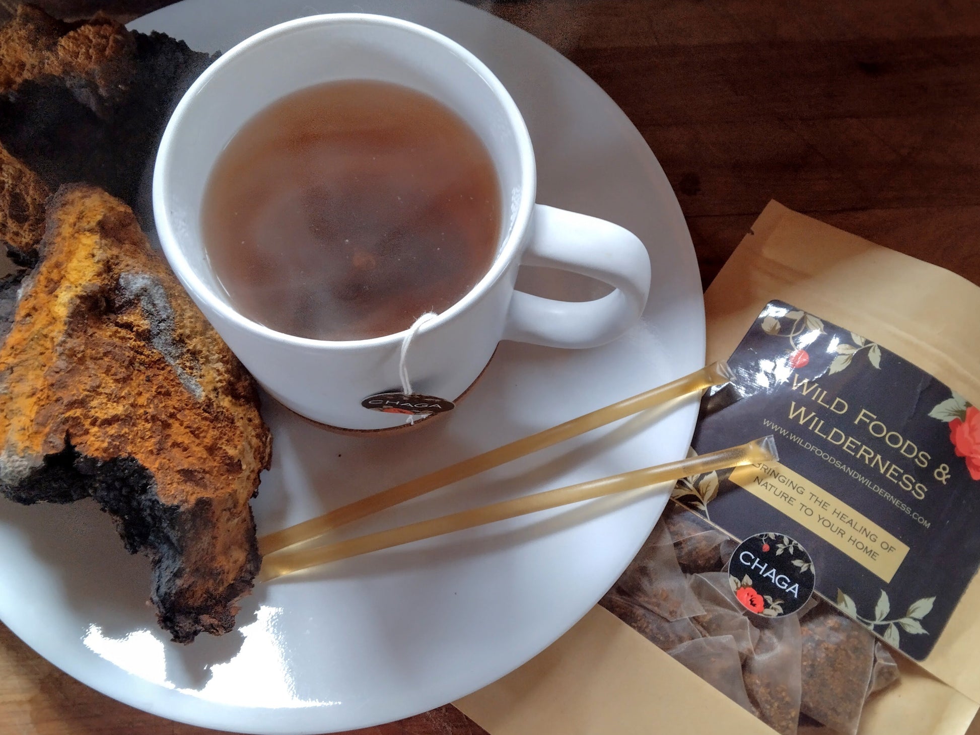 My daily routine! Chaga either by its self with the healing warmth of honey or  added to my coffee!